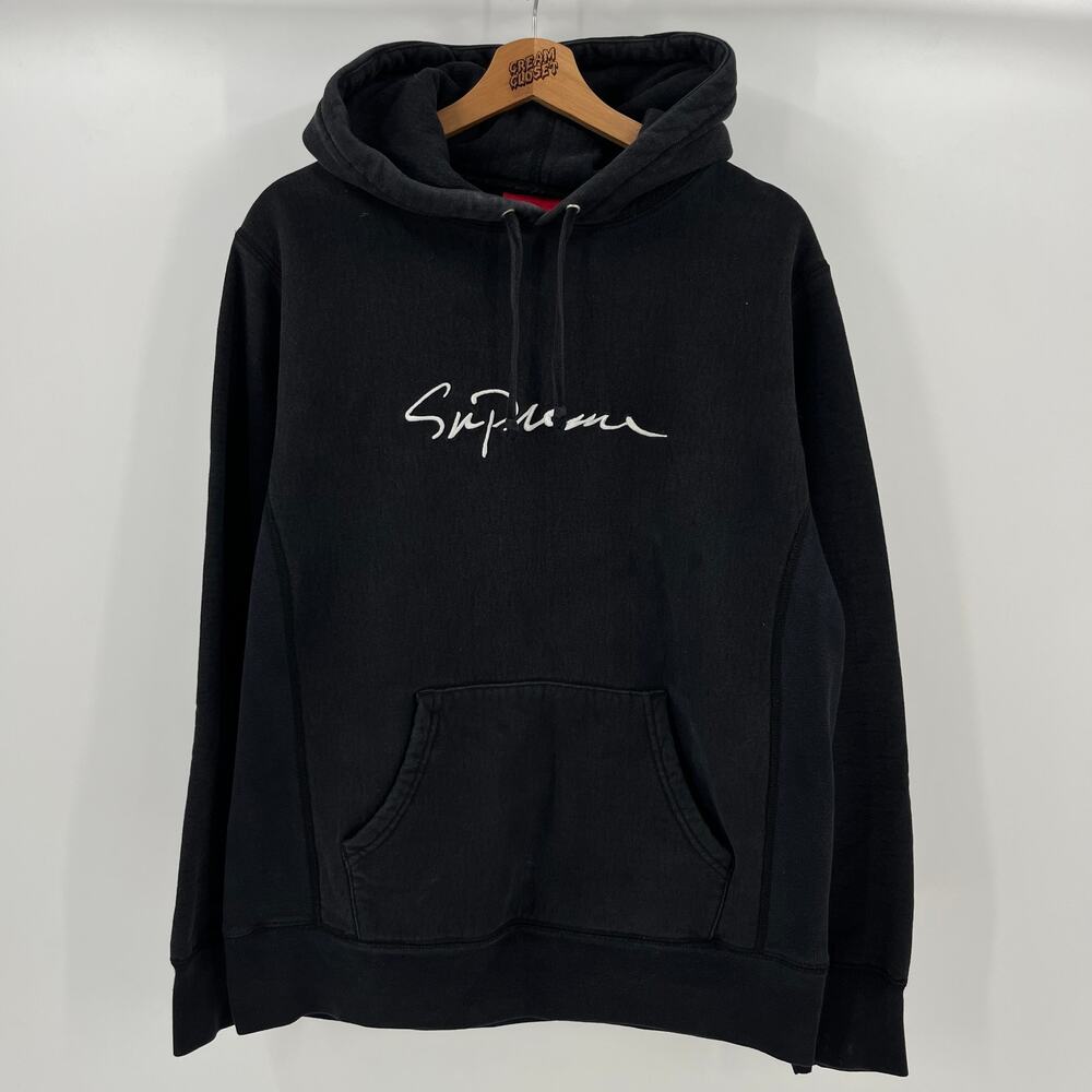 FW18 2018 Supreme NYC Classic Script Hooded Sweatshirt Hoodie in Black M